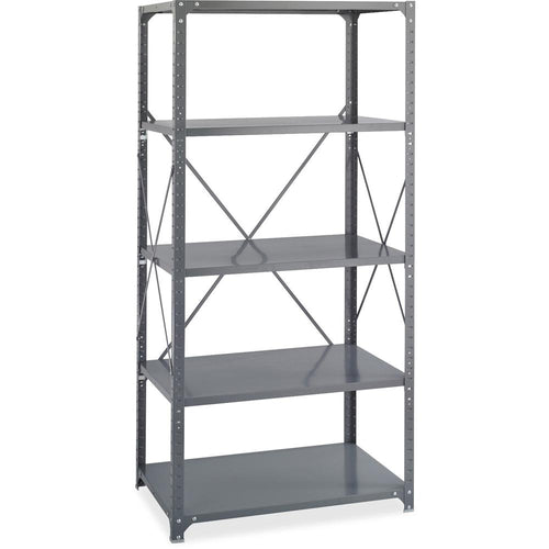 Safco Commercial Shelf Kit - 36'' x 24'' x 75'' - 5 x Shelf(ves) - 3500 lb Load Capacity - Dark Gray - Powder Coated - Steel - Assembly Required