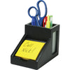 Victor 9505-5 Midnight Black Pencil Cup with Note Holder - 4.4'' x 5.6'' x 3.9'' - Wood, Glass - 1 Each - Black
