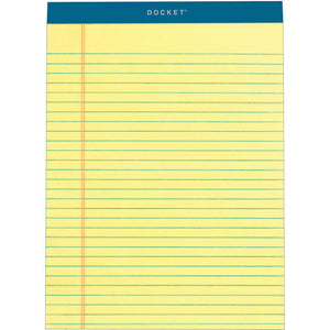 TOPS Docket Legal Rule Writing Pads - 50 Sheets - Double Stitched - 16 lb Basis Weight - 8 1/2'' x 11 3/4'' Sheet Size - 11.75'' Height x 8.5'' Width - Canary Paper - Rigid, Heavyweight, Bleed Resistant,