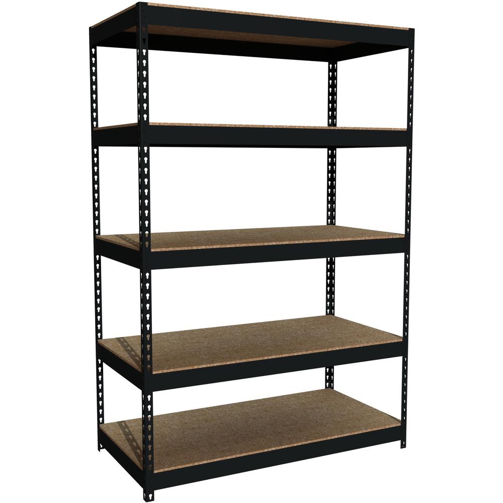 Lorell Fortress Riveted Shelving - 5 Shelf(ves) - 72'' Height x 48'' Width x 24'' Depth - Rust Resistant - 28% Recycled - Black - Steel - 1 Each