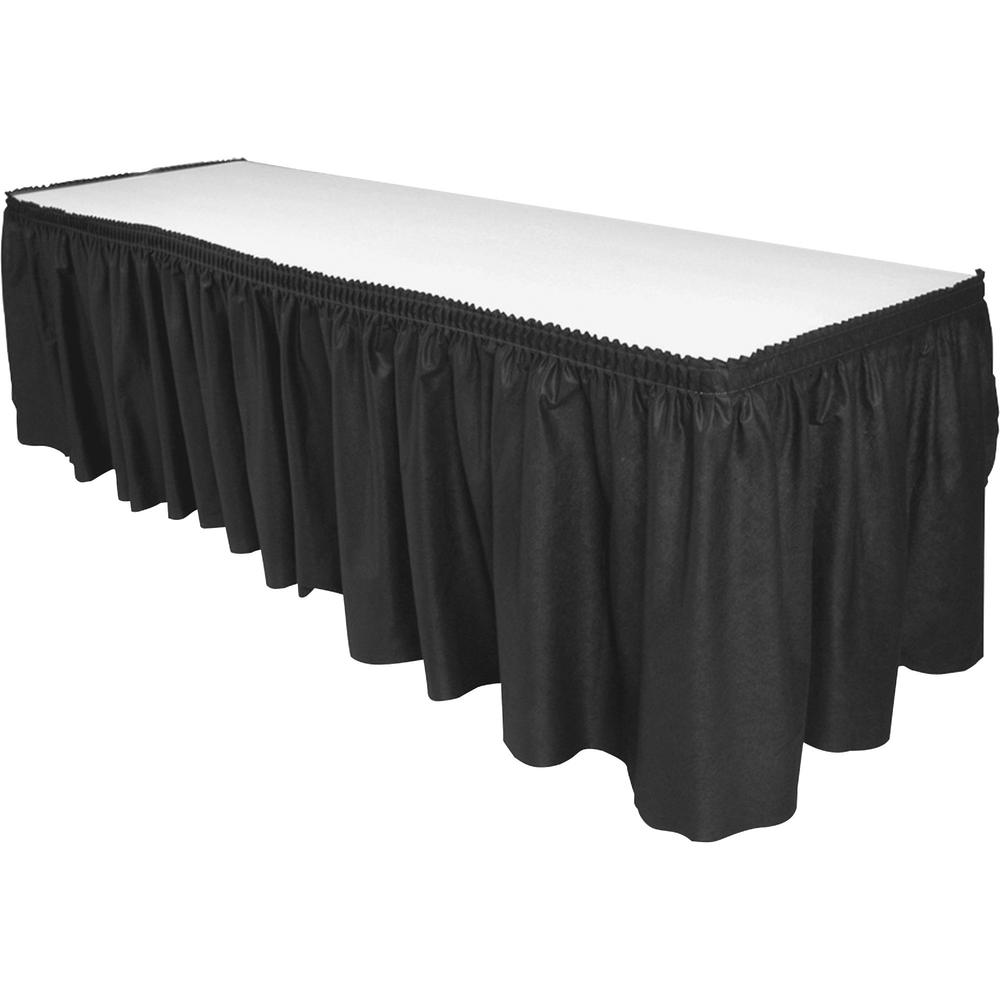 Genuine Joe Nonwoven Table Skirts - 14 ft Length x 29'' Width - Adhesive Backing - Polyester - Black - 1 Each