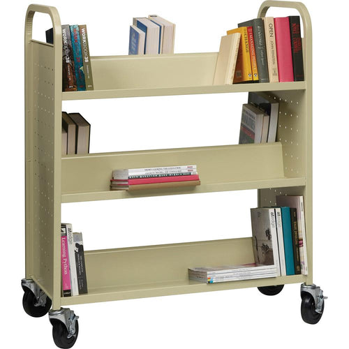 Lorell Double-sided Book Cart - 6 Shelf - 200 lb Capacity - 5'' Caster Size - Steel - x 36'' Width x 19'' Depth x 46'' Height - Putty - 1 Each