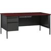 Lorell Fortress Series Left-Pedestal Desk - Rectangle Top - 66'' Table Top Width x 30'' Table Top Depth x 1.12'' Table Top Thickness - 29.50'' HeightAssembly Required - Laminated, Mahogany - Steel - 1 Eac