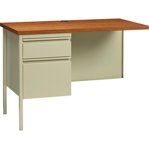 Lorell Fortress Series Left-Pedestal Return - Rectangle Top - 42'' Table Top Width x 24'' Table Top Depth x 1.12'' Table Top Thickness - 29.50'' HeightAssembly Required - Oak, Oak Laminate, Putty - Steel
