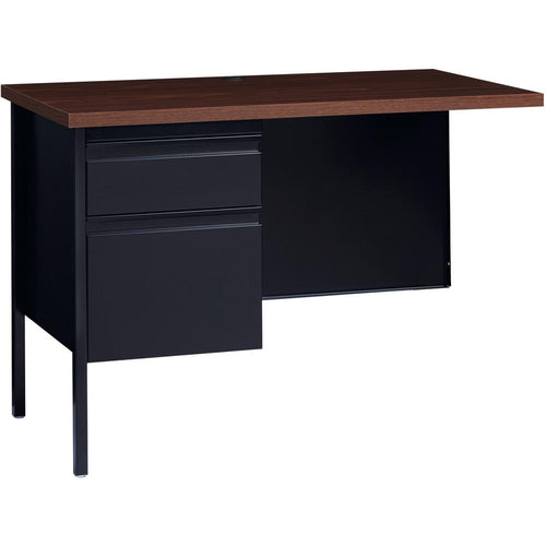 Lorell Fortress Series Left-Pedestal Return - Rectangle Top - 42'' Table Top Width x 24'' Table Top Depth x 1.12'' Table Top Thickness - 29.50'' HeightAssembly Required - Black Walnut, Laminated, Walnut -