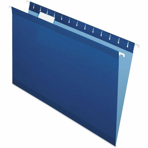 Pendaflex 1/5 Tab Cut Legal Hanging Folder - 8 1/2'' x 14'' - Internal Pocket - 11 pt. - Navy - Reinforced, Tear Resistant, Durable - 25 / Box