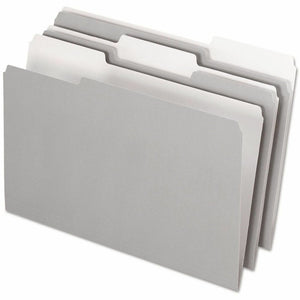 Pendaflex 1/3 Tab Cut Legal Top Tab File Folder - 8 1/2'' x 14'' - Internal Pocket - Top Tab Location - Assorted Tab Position - 11 pt. - Gray - Acid-free, Reversible - 100 / Box