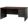 Lorell Fortress Modular Series Right-Pedestal Desk - 66'' x 30'' , 1.1'' Top - 2 x Box, File Drawer(s) - Single Pedestal on Right Side - Material: Steel - Finish: Mahogany Laminate, Charcoal - Scratch Re