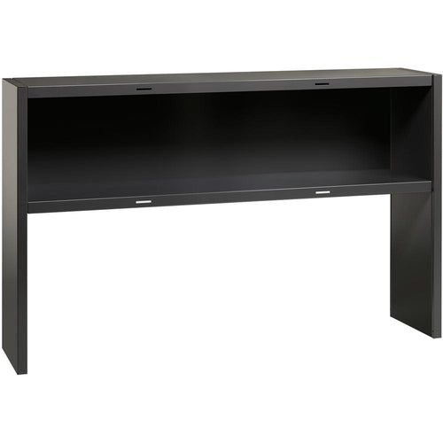 Lorell Fortress Modular Series Stack-on Hutch - 60'' - Material: Steel - Finish: Charcoal - Grommet, Cord Management