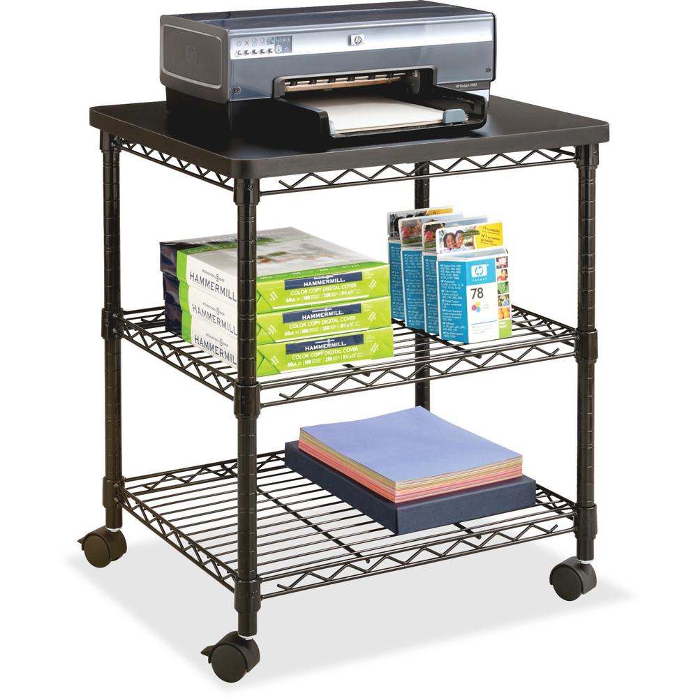 Safco Deskside Wire Machine Stand - 200 lb Load Capacity - 2 x Shelf(ves) - 27'' Height x 24'' Width x 20'' Depth - Steel - Black