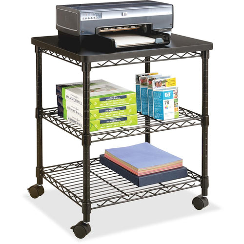 Safco Deskside Wire Machine Stand - 200 lb Load Capacity - 2 x Shelf(ves) - 27'' Height x 24'' Width x 20'' Depth - Steel - Black