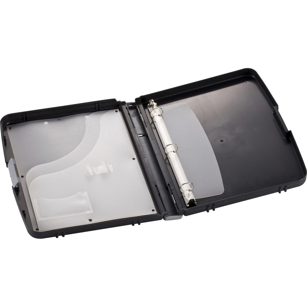 Officemate Ringbinder Clipboard Storage Box - 8 19/64'' , 8 1/2'' x 11 45/64'' , 11'' - Spring Clip - Plastic - Charcoal - 1 Each