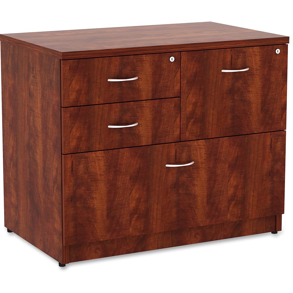 Lorell Essentials Series Box/Box/File Lateral File - 1'' Side Panel, 0.1'' Edge, 35.5'' x 22''29.5'' Lateral File - 4 x Box, File Drawer(s) - Cherry Laminate Table Top - Versatile, Ball Bearing Glide, Draw