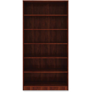 Lorell Laminate Bookcase - 6 Shelf(ves) - 73'' Height x 36'' Width x 12'' Depth - Sturdy, Adjustable Feet, Adjustable Shelf - Thermofused Laminate (TFL) - Cherry - Laminate - 1 Each