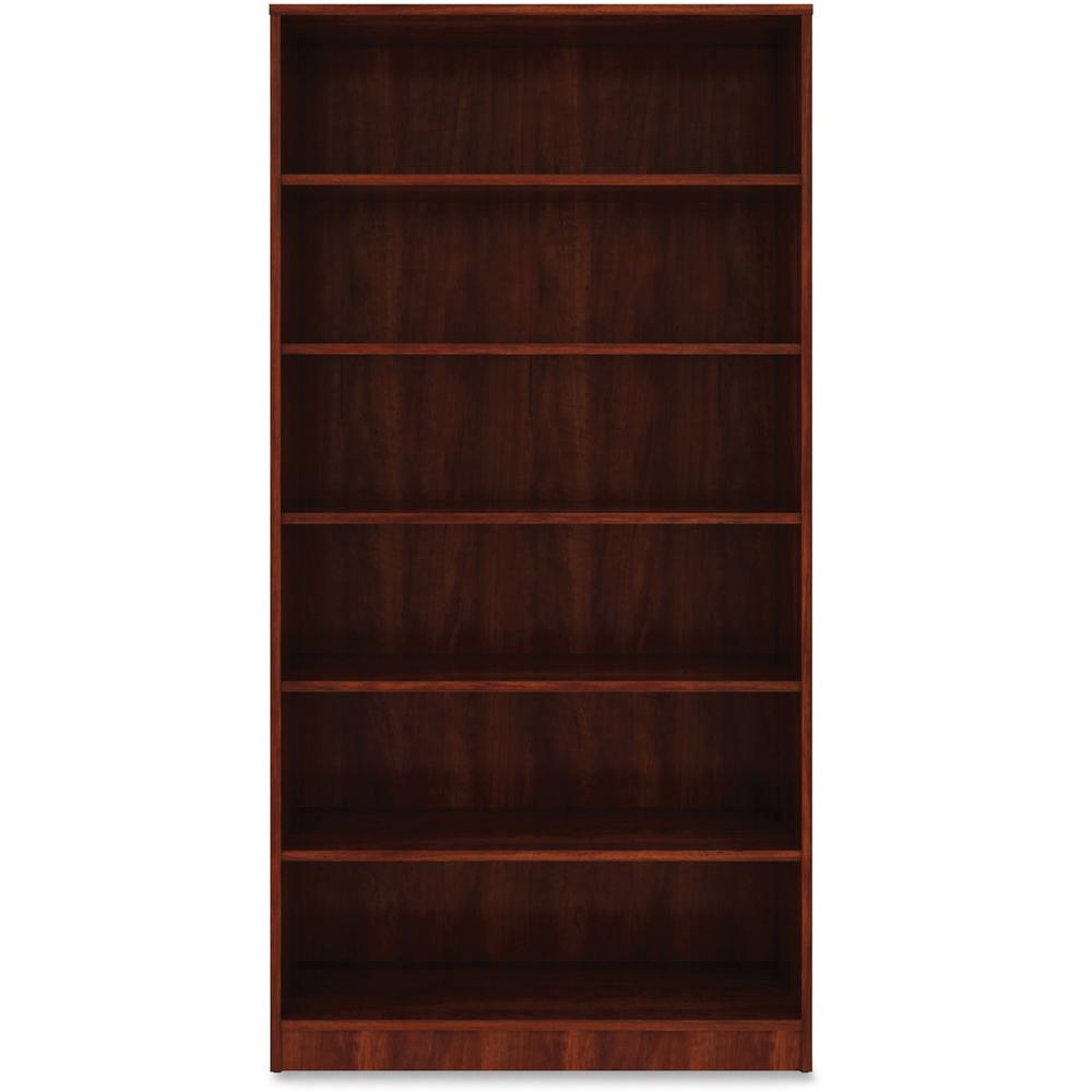 Lorell Laminate Bookcase - 6 Shelf(ves) - 73'' Height x 36'' Width x 12'' Depth - Sturdy, Adjustable Feet, Adjustable Shelf - Thermofused Laminate (TFL) - Cherry - Laminate - 1 Each