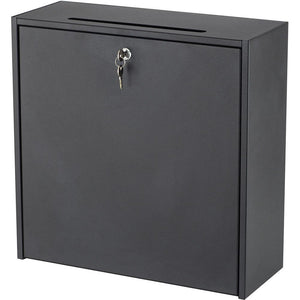 Safco Wall-mounted Inter-department Locking Mailbox - 12'' Height - External Dimensions: 18'' Width x 7.3'' Depth x 18'' Height - Hinged Closure - Steel - Black - For Letter, Document, Envelope, Memo, CD-