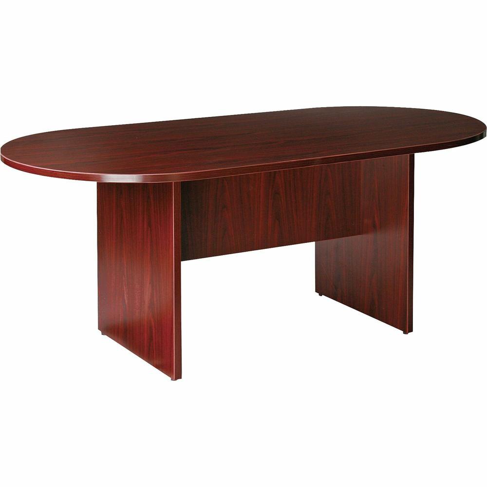 Lorell Prominence 2.0 Racetrack Conference Table - 72'' x 36''29'' Table, 1'' Top, 0.1'' Edge - Material: Particleboard, Thermofused Melamine (TFM) - Finish: Mahogany - Modesty Panel