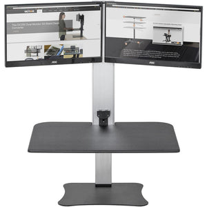 Victor High Rise Electric Dual Monitor Standing Desk Workstation - Supports Two 25'' Wide Monitors - 12.5 lbs Each Load Capacity - 0'' to 20'' Height x 28'' Width x 23'' Depth - One-Touch Electric, Standin