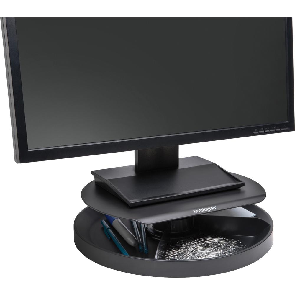 Kensington SmartFit Spin2 Monitor Stand - 40 lb Load Capacity - Flat Panel Display Type Supported - 3.1'' Height x 12.6'' Width x 12.6'' Depth - Desktop - Black - Ergonomic
