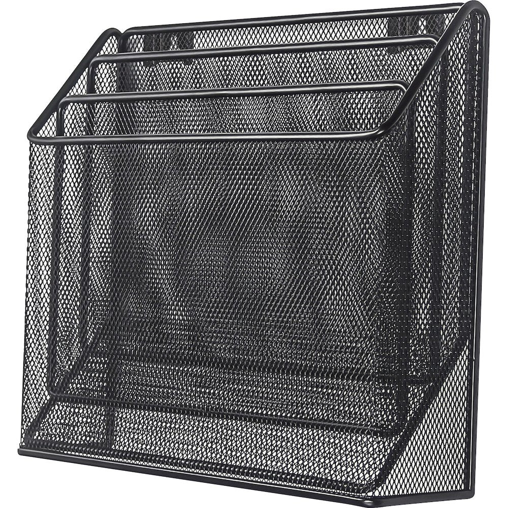 Lorell Mesh Desktop Organizer - 3 Tier(s) - 11.42'' Height x 3.54'' Width x 12.72'' Length - Desktop - Durable - Black - Metal - 1 Each