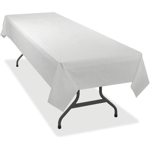 Tablemate Heavy-duty Plastic Table Covers - 108'' Length x 54'' Width - Plastic - White - 6/Pack - 4 / Carton