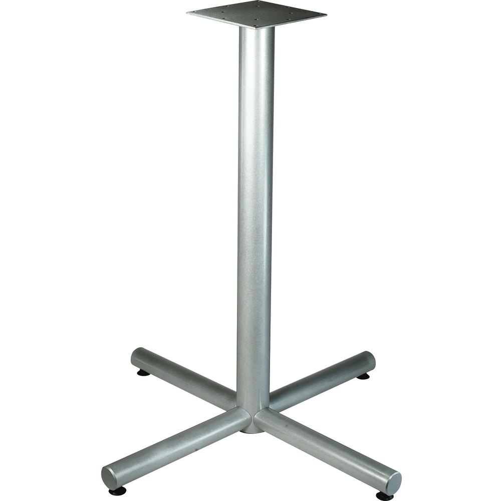 Lorell Hospitality 42'' Bistro-Height Tabletop X-leg Base - Metallic Silver X-shaped Base - 40.75'' Height x 36'' Width - Assembly Required - 1 Each