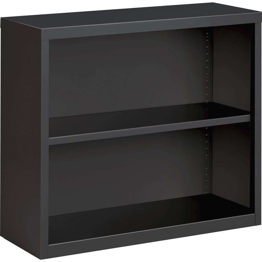 Lorell Fortress Series Bookcase - 34.5'' x 12.6''30'' - 2 Shelve(s) - Material: Steel - Finish: Charcoal, Powder Coated - Adjustable Shelf, Welded, Durable