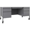 Lorell Fortress Series Mobile Double-Pedestal Teachers Desk - 60'' x 30''29.5'' - Box, File Drawer(s) - Double Pedestal - T-mold Edge - Finish: Gray