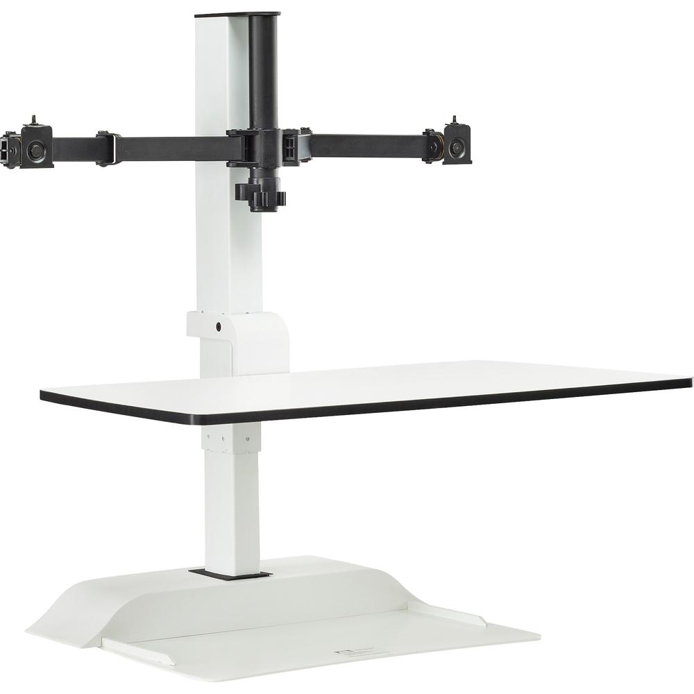 Safco Desktop Sit-Stand Desk Riser - Up to 27'' Screen Support - 28 lb Load Capacity - 37.2'' Height x 27.3'' Width x 21.8'' Depth - Desktop - Steel - White