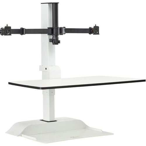 Safco Desktop Sit-Stand Desk Riser - Up to 27'' Screen Support - 28 lb Load Capacity - 37.2'' Height x 27.3'' Width x 21.8'' Depth - Desktop - Steel - White
