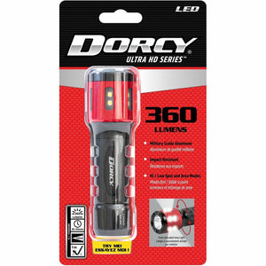 Dorcy Ultra HD Series Twist Flashlight - 360 lm Lumen - 3 x AAA - Battery - Impact Resistant - Black, Red - 1 Each - DORCY