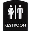 Lorell Arched Unisex Restroom Sign - 6.8'' Width x 8.5'' Height - Rectangular Shape - Surface-mountable - Easy Readability, Braille - Plastic - Black - 1 Each