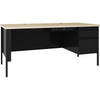 Lorell Fortress Series 66'' Right-Pedestal Desk - 66'' x 29.5''30'' , 0.8'' Modesty Panel, 1.1'' Top - Single Pedestal on Right Side - Square Edge - Material: Steel - Finish: Black