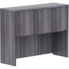 Lorell Essentials Series Stack-on Hutch with Doors - 48'' x 15''36'' - 3 Door(s) - Finish: Weathered Charcoal Laminate