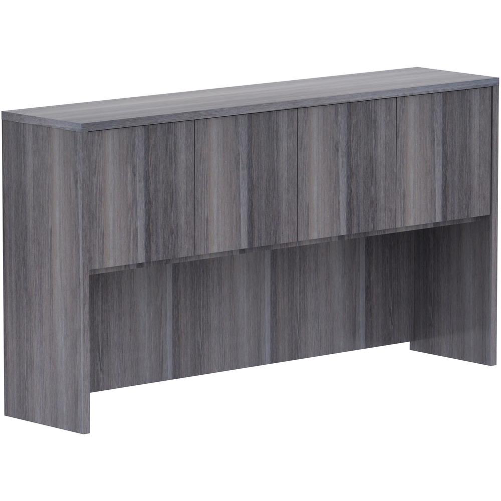 Lorell Essentials Series Stack-on Hutch with Doors - 66'' x 15''36'' - 4 Door(s) - Finish: Weathered Charcoal Laminate