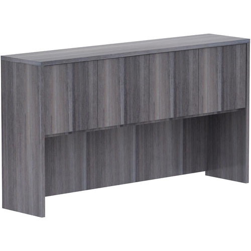 Lorell Essentials Series Stack-on Hutch with Doors - 66'' x 15''36'' - 4 Door(s) - Finish: Weathered Charcoal Laminate