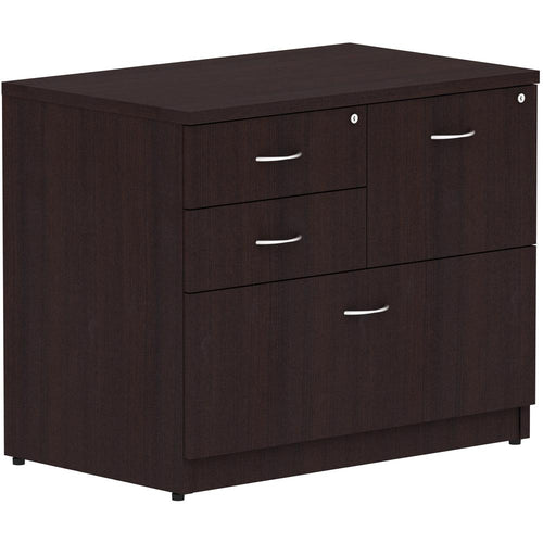 Lorell Essentials Series Box/Box/File Lateral File - 35.5'' x 22''29.5'' Lateral File, 1'' Side Panel - 4 x File, Box Drawer(s) - Finish: Espresso Laminate