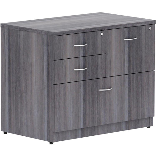 Lorell Essentials Series Box/Box/File Lateral File - 35.5'' x 22''29.5'' Lateral File, 1'' Top - 4 x File, Box Drawer(s) - Finish: Weathered Charcoal Laminate