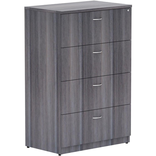 Lorell Essentials Series 4-Drawer Lateral File - 35.5'' x 22''54.8'' Lateral File, 1'' Top - 4 x File Drawer(s) - Finish: Weathered Charcoal Laminate