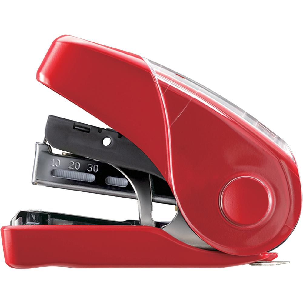 MAX Flat Clinch Mini Stapler - Staples Upto 25 Sheet - Red - 1 Each - Max