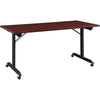 Lorell Mobile Folding Training Table - Rectangle Top - Powder Coated Base - 200 lb Capacity x 63'' Table Top Width - 29.50'' Height x 63'' Width x 24'' Depth - Assembly Required - Mahogany - Laminate Top