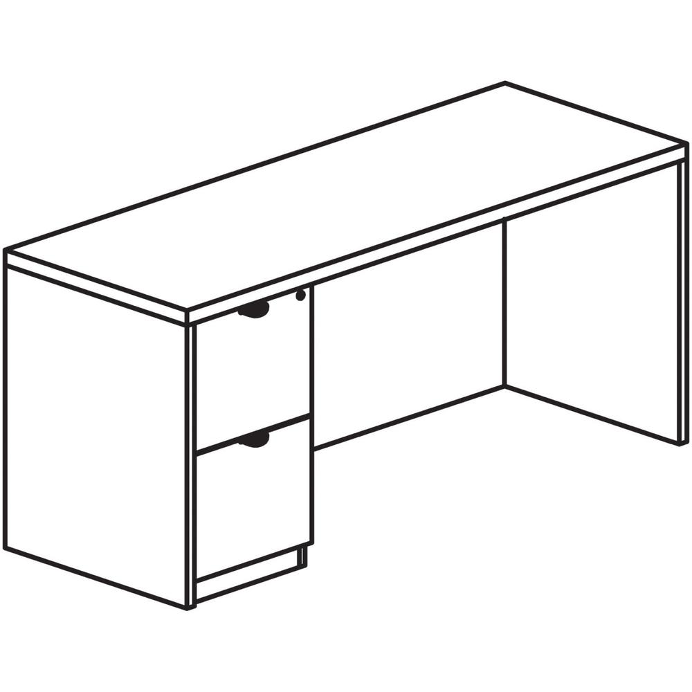 Lorell Prominence 2.0 Left-Pedestal Credenza - 72'' x 24''29'' , 1'' Top, 0.1'' Edge - 2 x File Drawer(s) - Single Pedestal on Left Side - Band Edge - Material: Particleboard - Finish: Thermofused Melamine