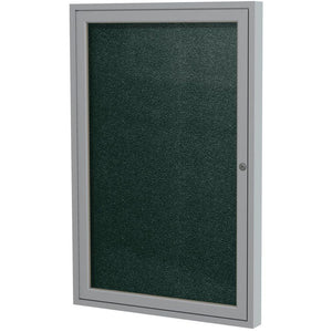Ghent 36''x24'' 1-Door Satin Aluminum Frame Enclosed Vinyl Bulletin Board - Ebony