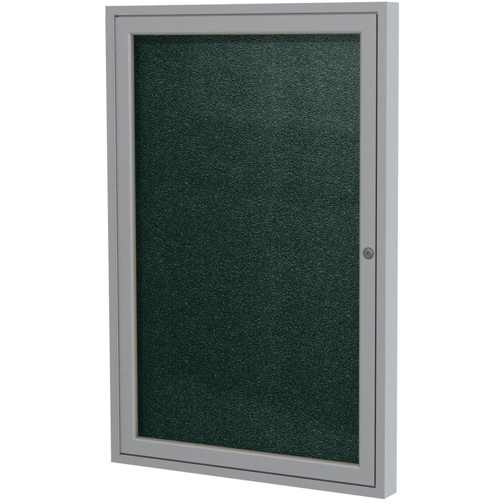 1 Door Enclosed Vinyl Bulletin Board with Satin Frame, 36''H x 30''W, Ebony - Ghent