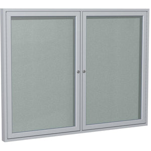 Ghent 48''x60'' 2-Door Outdoor Enclosed Vinyl Bulletin Board, Shatter Resistant, with Lock, Satin Aluminum Frame - Silver (PA24860VX-193), Made in the USA