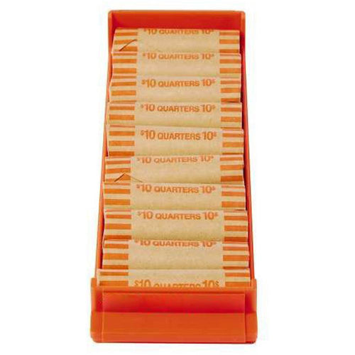 ControlTek Coin Trays for Quarters - Stackable - 10 Coin Compartment(s) - Orange - Plastic - 4 / Pack - CONTROLTEK