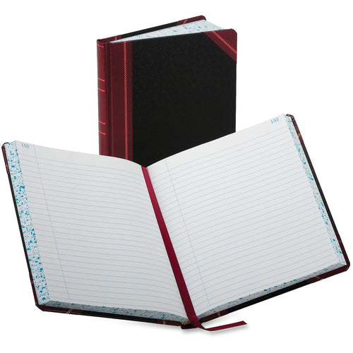 Boorum & Pease Boorum 38 Series Account Books - 300 Sheet(s) - Thread Sewn - 7.62'' x 9.62'' Sheet Size - Black - White Sheet(s) - Red, Blue Print Color - Black, Red Cover - 1 Each