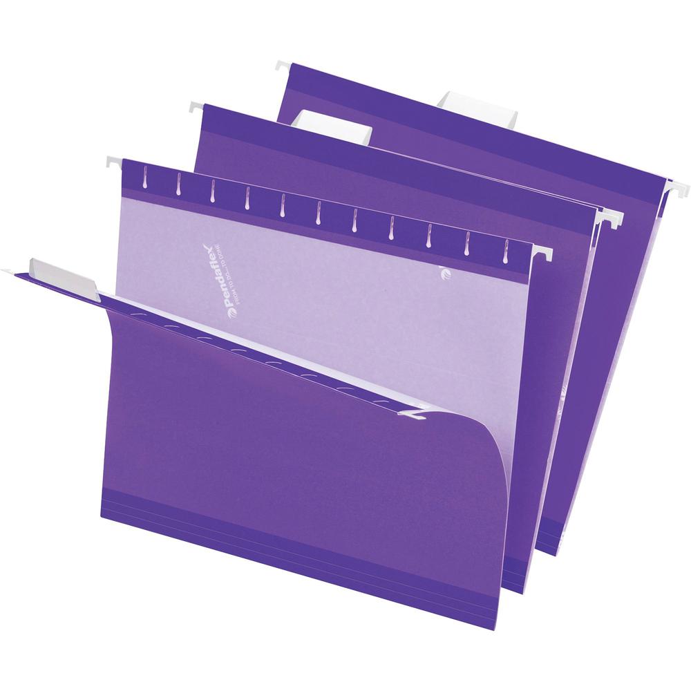 Pendaflex 1/5 Tab Cut Letter Recycled Hanging Folder - 8 1/2'' x 11'' - Violet - 10% Recycled - 25 / Box