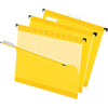 Pendaflex 1/5 Tab Cut Letter Recycled Hanging Folder - 8 1/2'' x 11'' - Yellow - Reinforced - 10% Recycled - 25 / Box