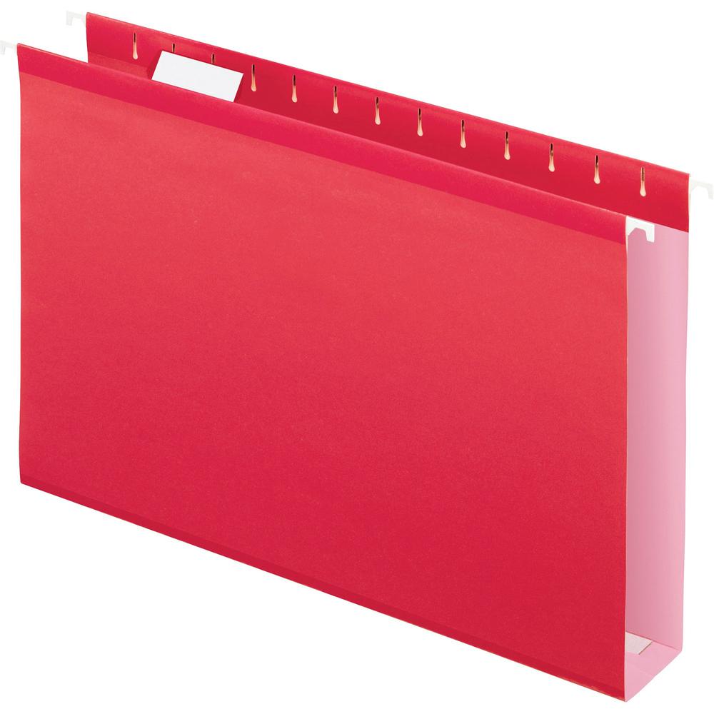 Pendaflex 1/5 Tab Cut Legal Recycled Hanging Folder - 8 1/2'' x 14'' - 2'' Expansion - Pressboard, Poly - Red - 10% Recycled - 25 / Box